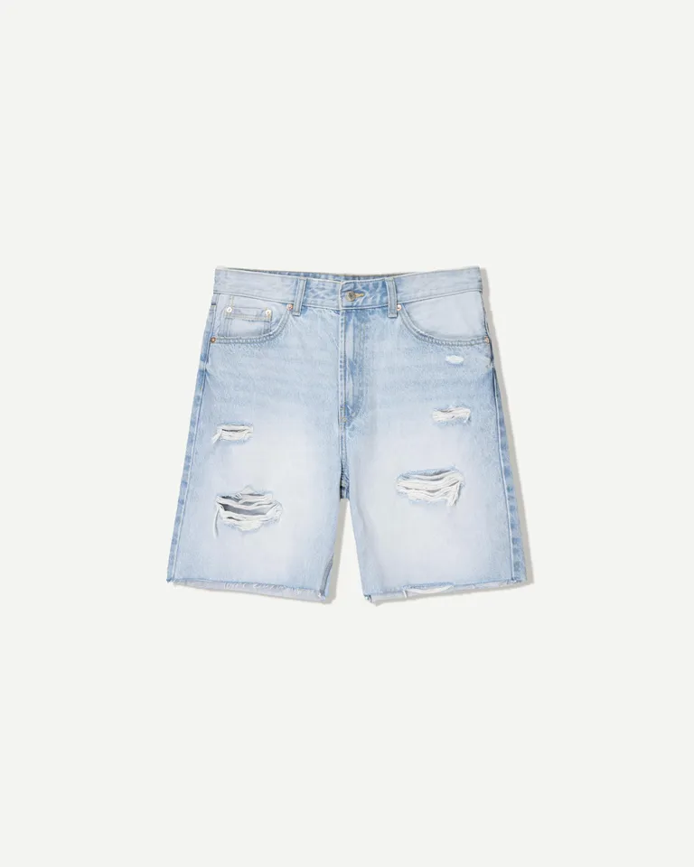 Bermuda denim con roturas de Bershka en Bermudas y Shorts para argentina