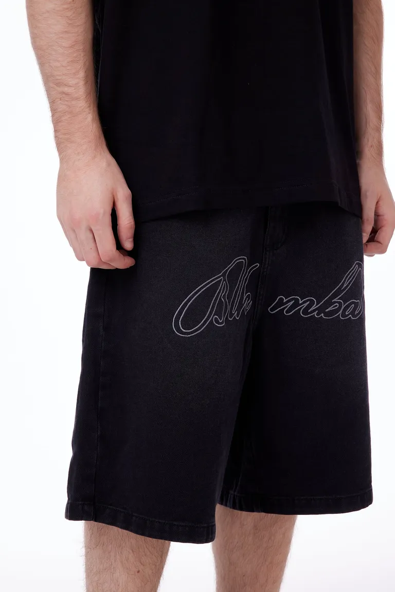 Shorts de gabardina negra con bordado detalles para mujer de Black Mamba en Shorts para argentina