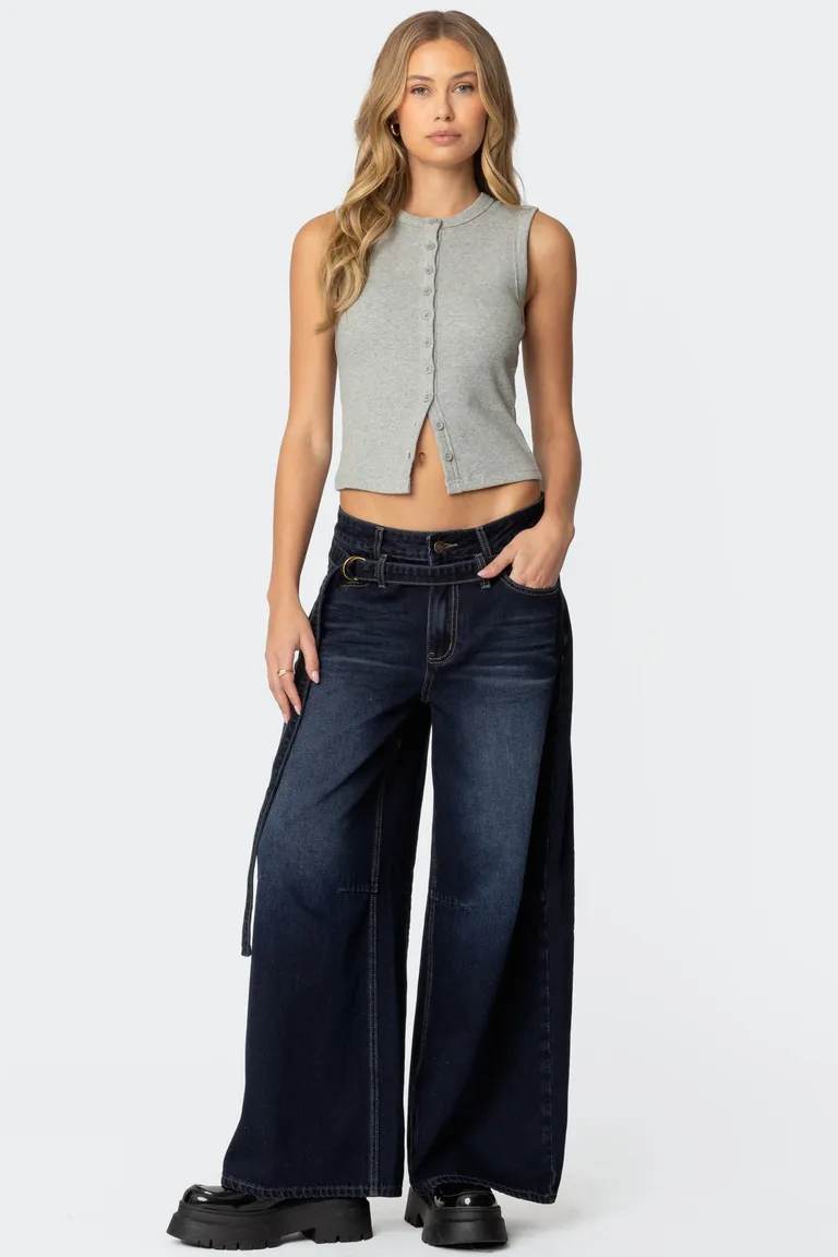 Jeans baggy tiro bajo cinturón de Edikted en Pantalones para argentina