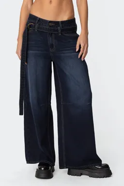 Jeans baggy tiro bajo cinturón de Edikted en Pantalones para argentina