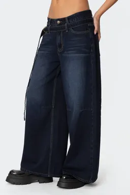 Jeans baggy tiro bajo cinturón de Edikted en Pantalones para argentina