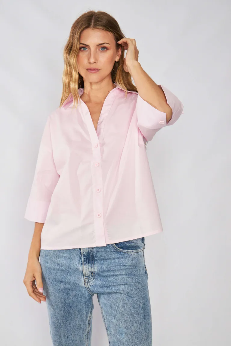 Camisa de poplin de manga corta para mujer, un diseño clásico y elegante de Belle en Camisas para argentina