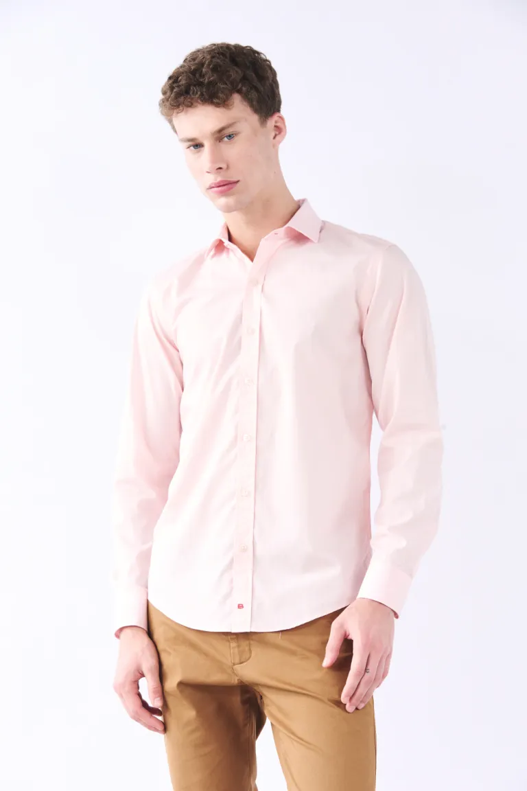 Camisa rosa de corte slim fit para hombre, confeccionada en Argentina de Bensimon en Camisas para argentina
