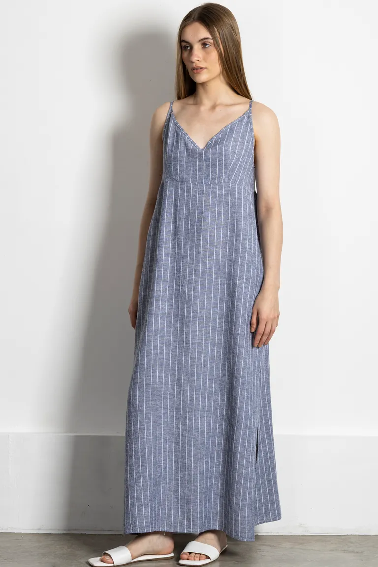 Vestido de lino largo y vaporoso con detalles en los breteles de Kill en Vestidos para argentina