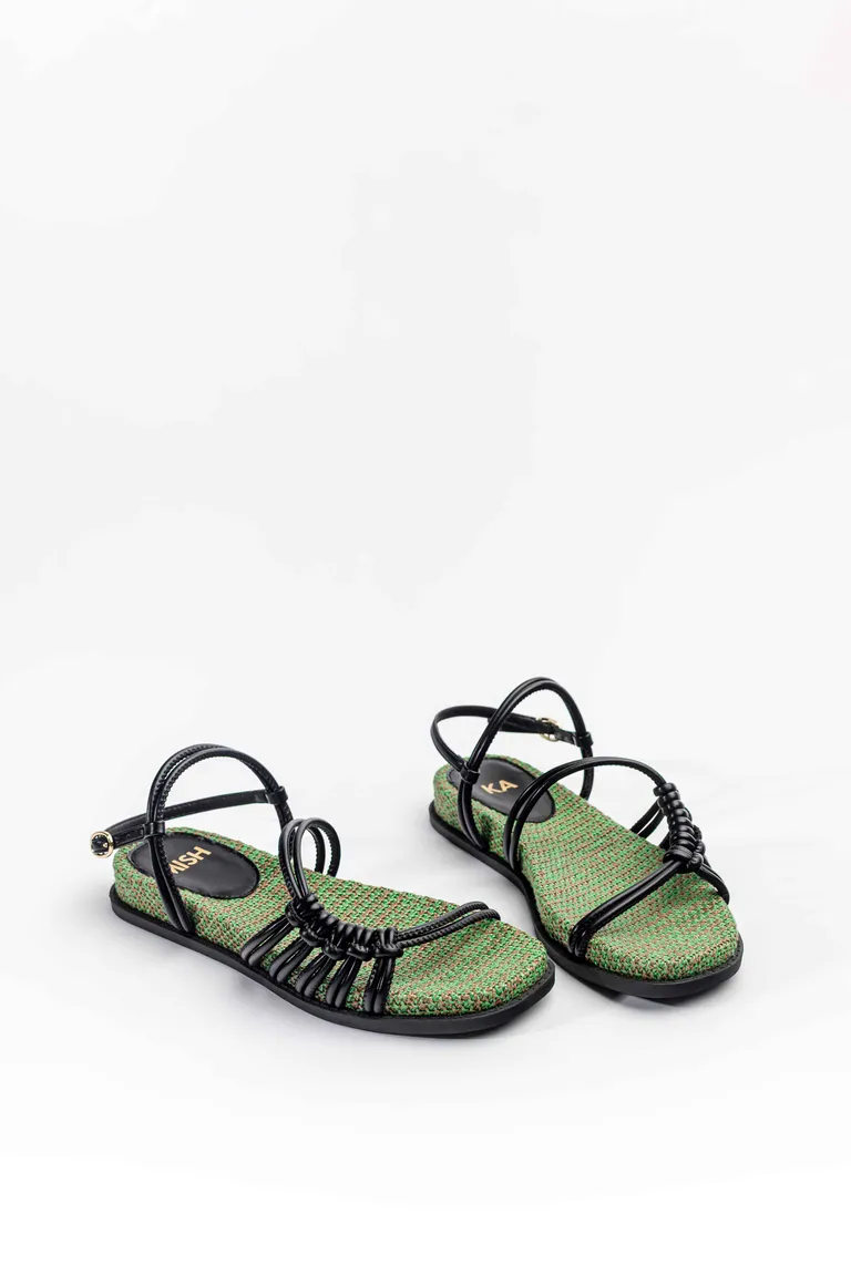 Sandalias de tiras anudadas con plantilla forrada en rafia y suelín de goma de Mishka en Sandalias para argentina