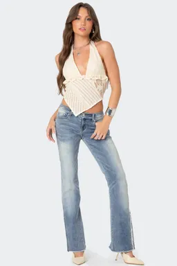 Jeans flare lavado costura deshilachada de Edikted en Pantalones para argentina