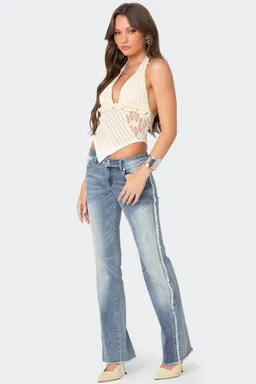 Jeans flare lavado costura deshilachada de Edikted en Pantalones para argentina
