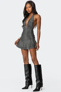 Mini vestido metálico halter espalda descubierta de Edikted en Vestidos para argentina