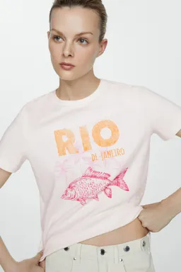 Camiseta algodón estampada de Mango en Remeras para argentina