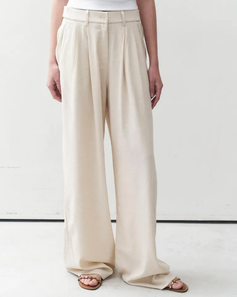 Pantalón ancho de lino con botones en la cintura de Sky en Pantalones para argentina