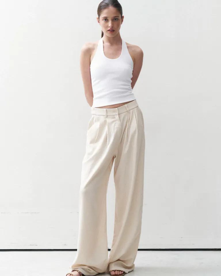 Pantalón ancho de lino con botones en la cintura de Sky en Pantalones para argentina