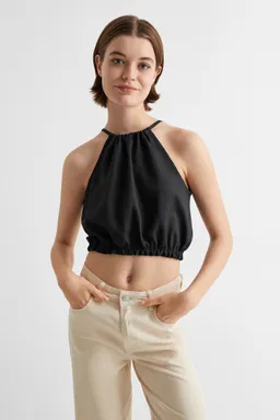 Top crop fruncido de Mango Teen en Tops para argentina