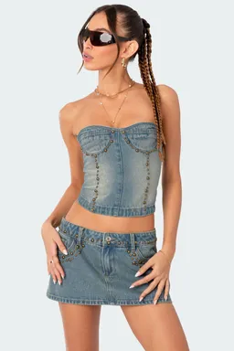 Corset denim lavado con tachas de Edikted en Tops para argentina