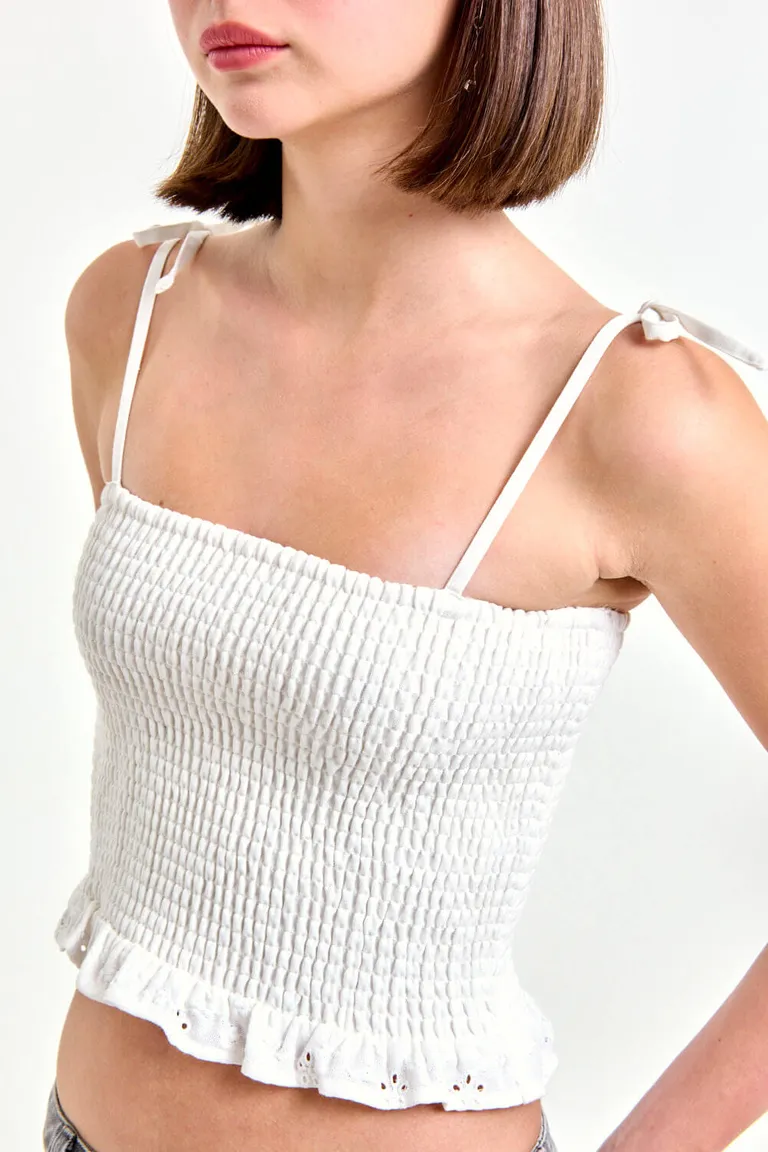 Top negro con volados y diseño de panel de abeja para mujer de 47 Street en Tops para argentina