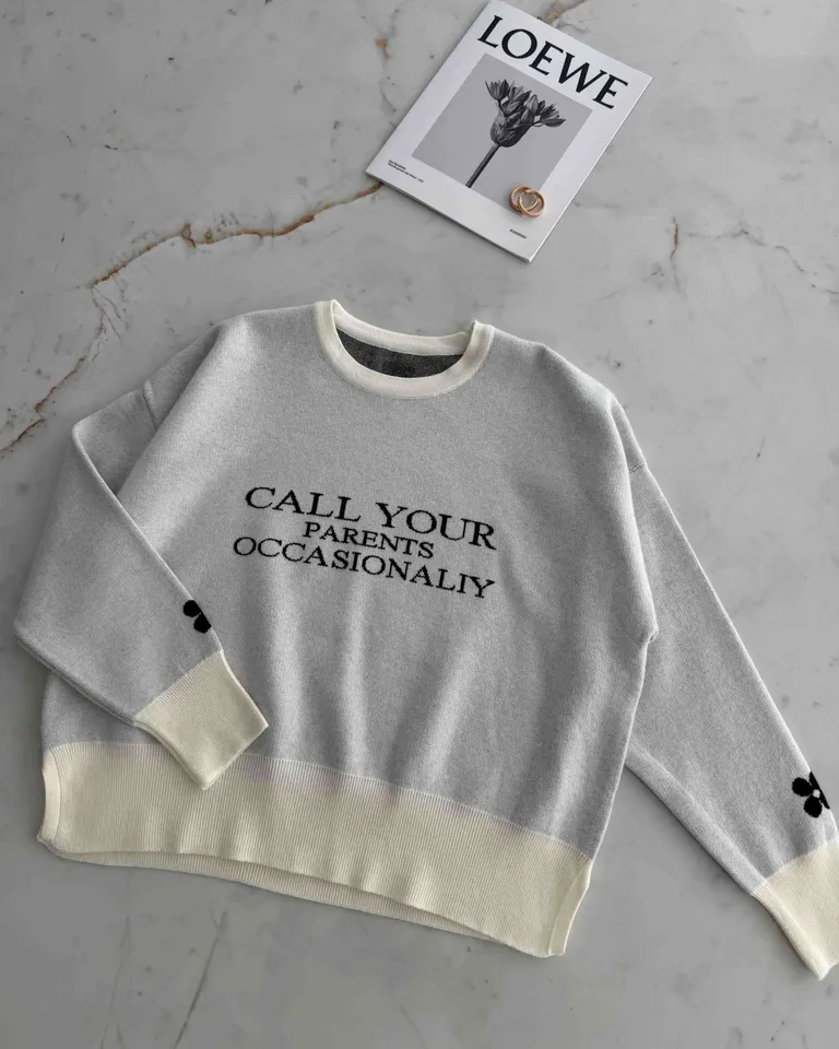 Suéter de jacquard blanco con mensaje casual y divertido de Hesed en Buzos y Sweaters para argentina