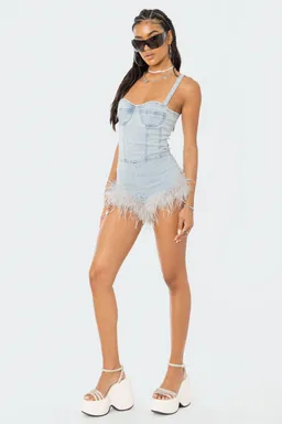 Mono corto denim esponjoso de Edikted en Monos para argentina