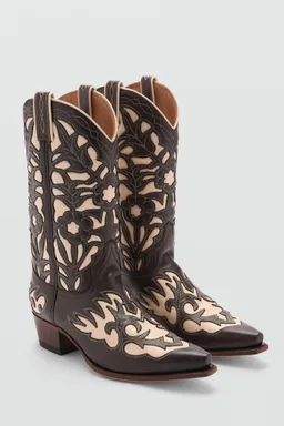 Bota piel cowboy bicolor de Mango en Botas y Botinetas para argentina