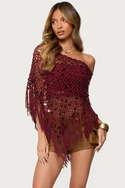 Poncho crochet con lentejuelas de Edikted en Capas y Ponchos para argentina