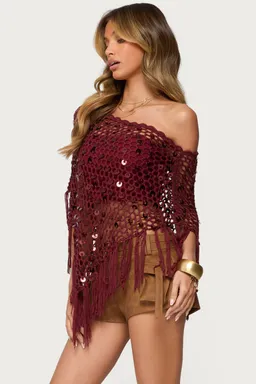 Poncho crochet con lentejuelas de Edikted en Capas y Ponchos para argentina