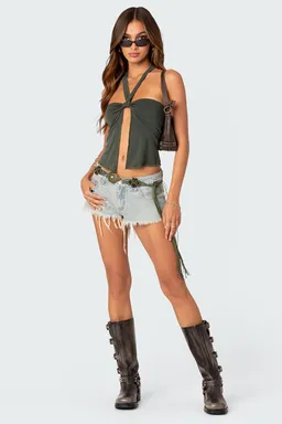 Short denim vintage deshilachado de Edikted en Shorts para argentina