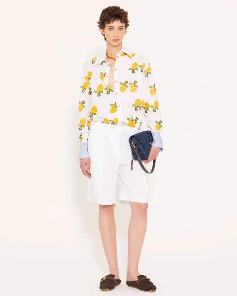 Shorts de lino de corte clásico con bolsillos para mujer de Jazmin Chebar en Shorts para argentina