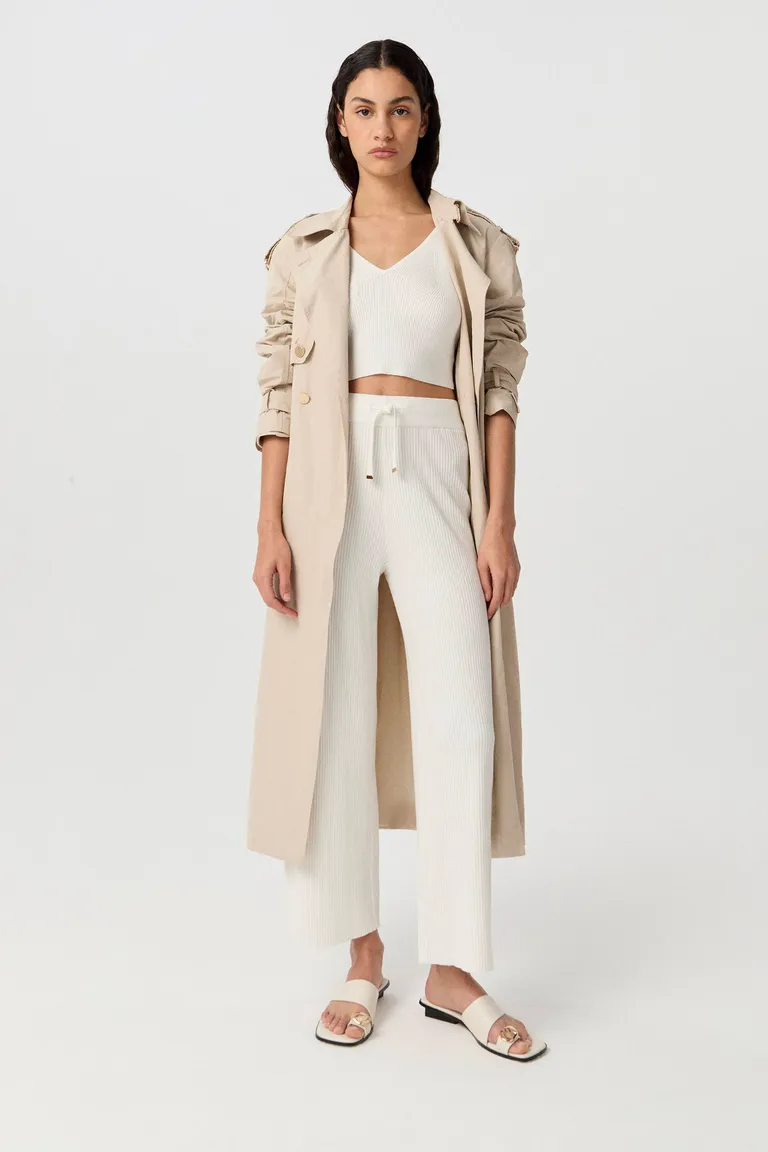 Blusa de punto acanalado, escote en V y espalda cuadrada para mujer de Markova en Tops para argentina