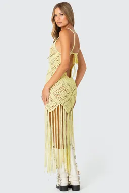 Maxi vestido crochet flecos de Edikted en Vestidos para argentina