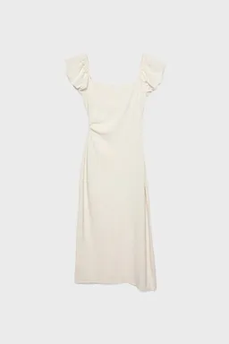 Vestido midi manga abullonada lino de Stradivarius en Vestidos para argentina