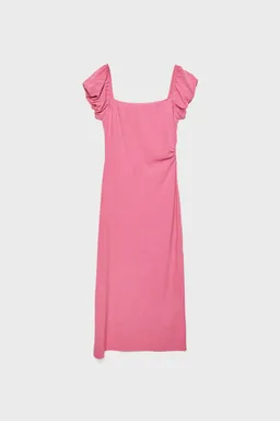 Vestido midi manga abullonada lino de Stradivarius en Vestidos para argentina