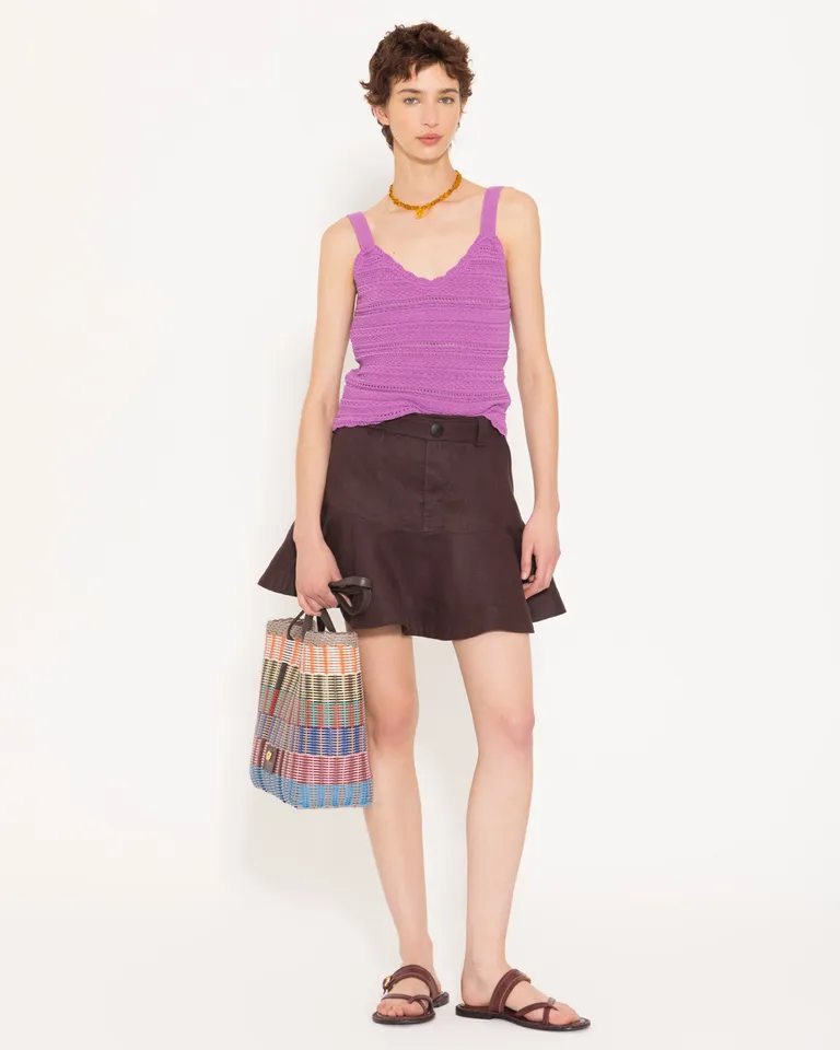 Top de algodón con textura calada y escote en V para mujer de Jazmin Chebar en Tops para argentina