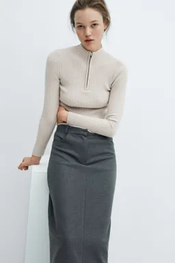 Jersey canalé con cremallera de Mango en Buzos y Sweaters para argentina