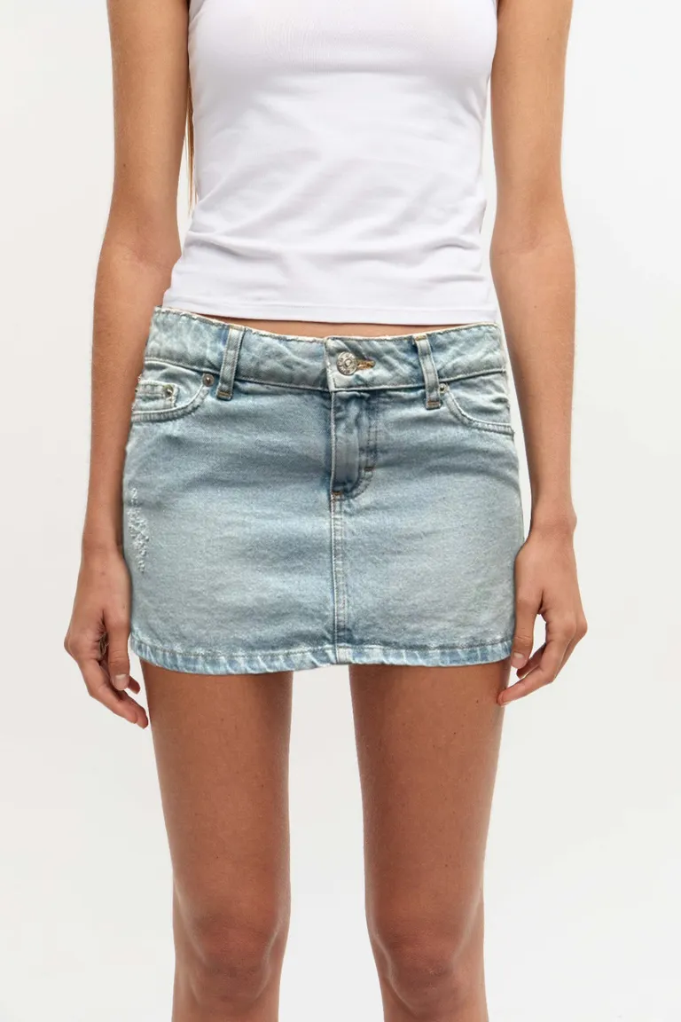 Falda de tiro bajo en tela de algodón con lavado claro y 5 bolsillos para mujer de Ay Not Dead en Faldas para argentina