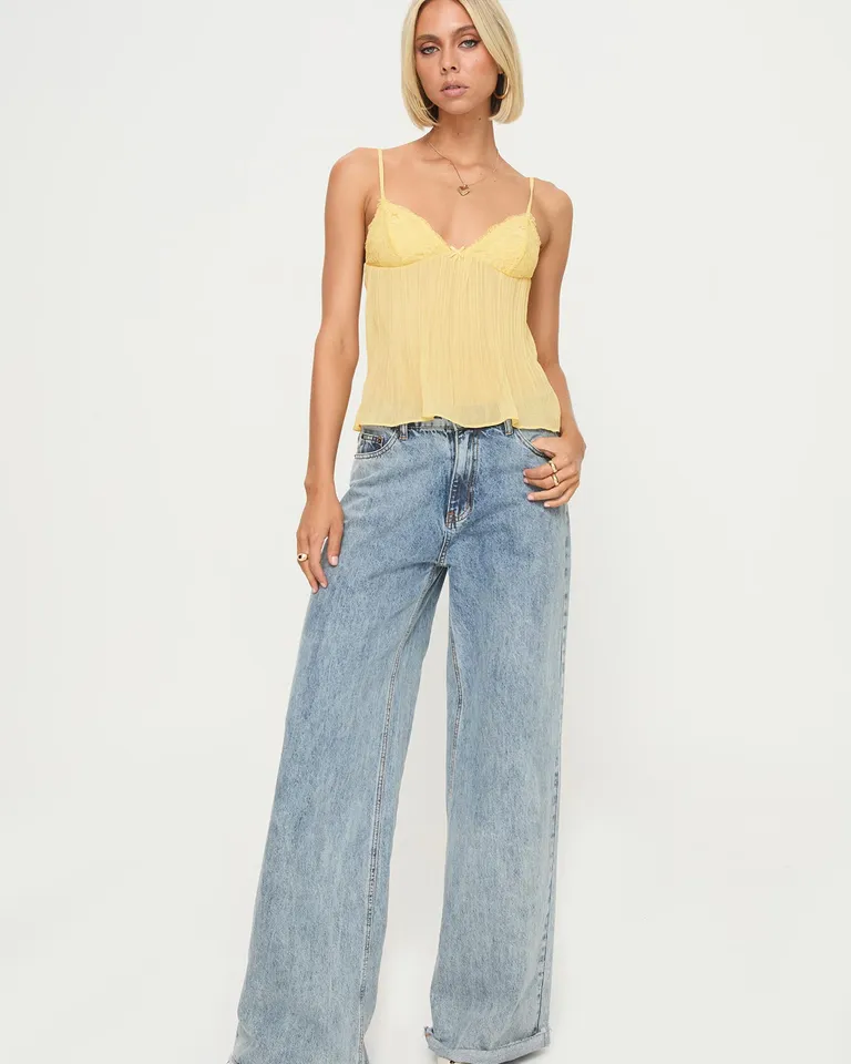 Top plisado zami limón de Princess Polly en Blusas para argentina