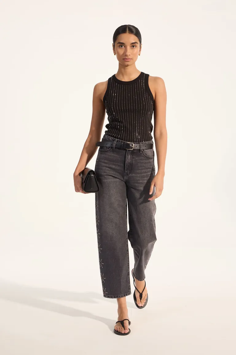 Musculosa negra con tachas decorativas - Prenda elegante y de tendencia de Portsaid en Tops para argentina