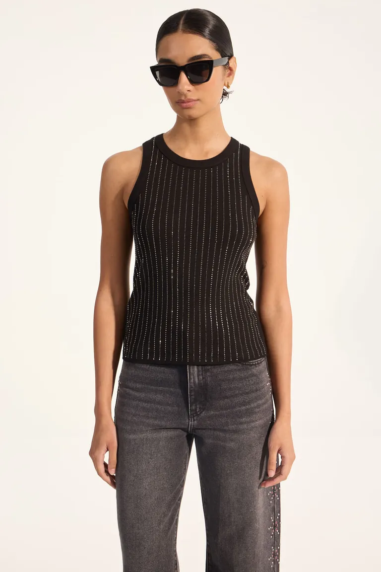 Musculosa negra con tachas decorativas - Prenda elegante y de tendencia de Portsaid en Tops para argentina