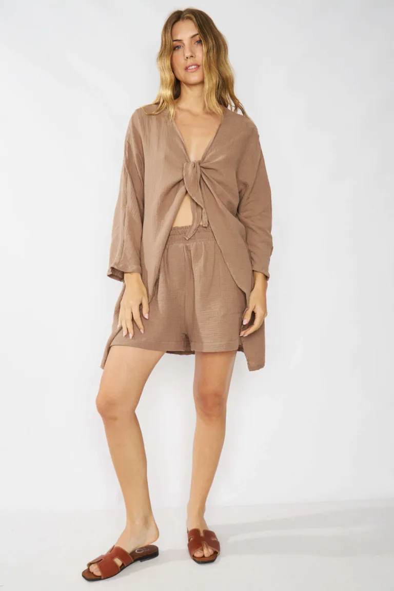 Shorts casuales de algodón con bolsillos y elástico en la cintura de Belle en Shorts para argentina