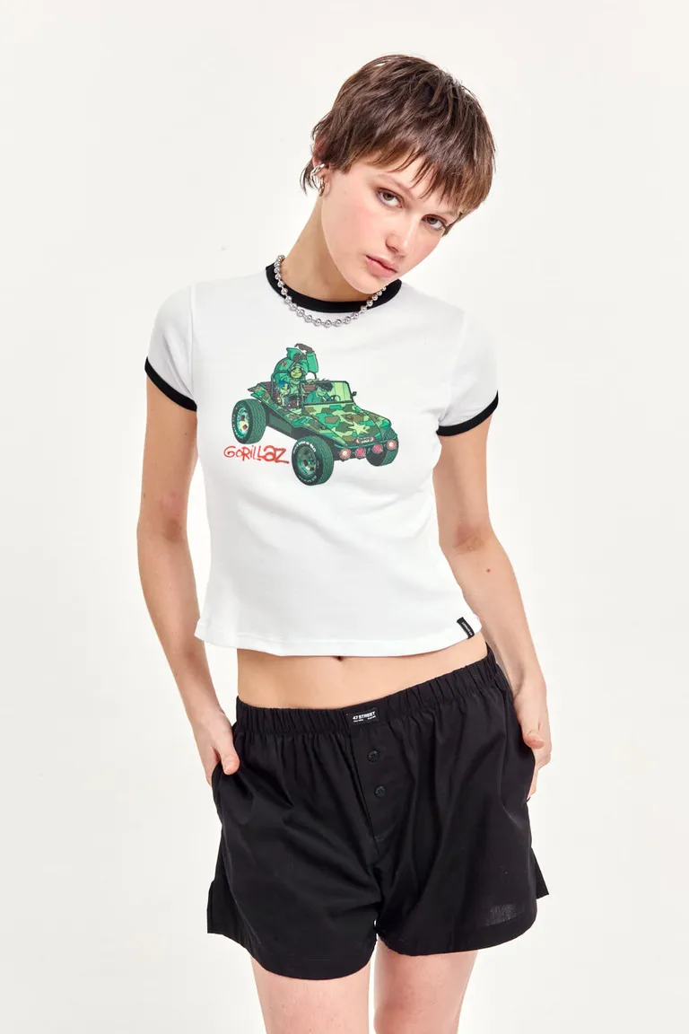 Remera de algodón con estampa de Gorillaz en diseño casual y moderno de 47 Street en Remeras para argentina