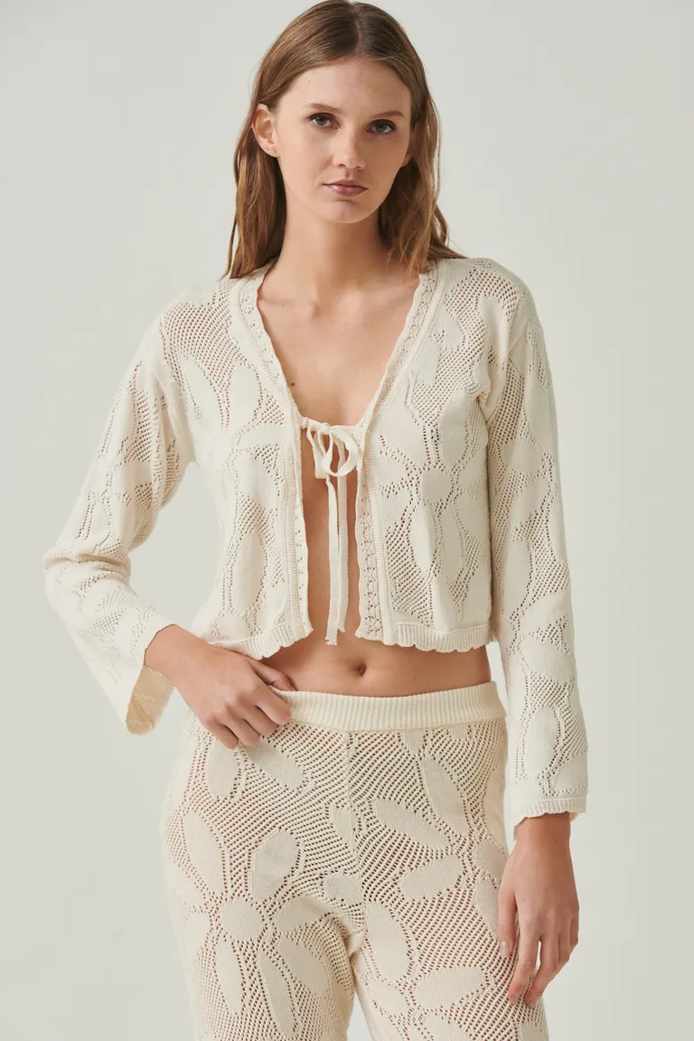 Chaqueta de tejido calado con diseño floral en corte recto y manga larga de Sweet en Chaquetas para argentina