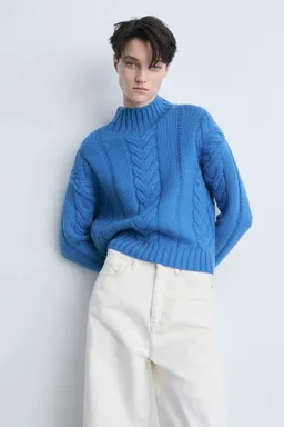 Sweater trenzado cuello perkins de Mango en Buzos y Sweaters para argentina