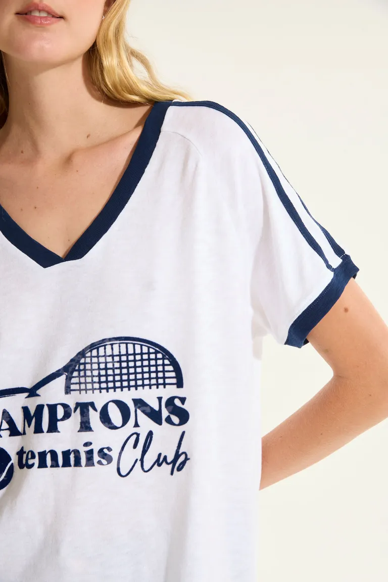 Camiseta de algodón con estampado central en flocado y detalles de tiras de Portsaid en Remeras para argentina