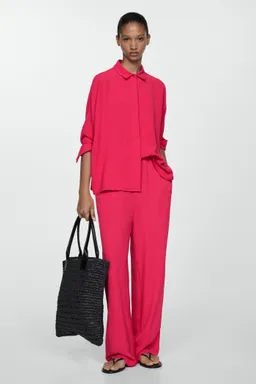 Pantalón fluido con textura de Mango en Pantalones para argentina