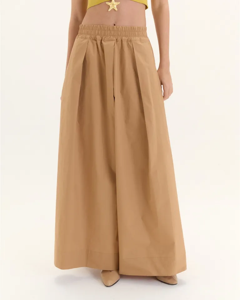 Pantalón amplio y ancho de algodón con detalles de tablas y bolsillos laterales de Blue Sheep en Pantalones para argentina