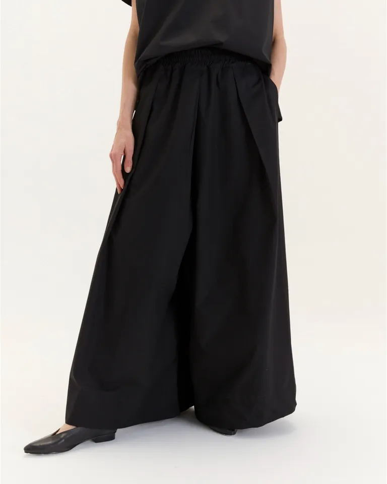 Pantalón amplio y ancho de algodón con detalles de tablas y bolsillos laterales de Blue Sheep en Pantalones para argentina