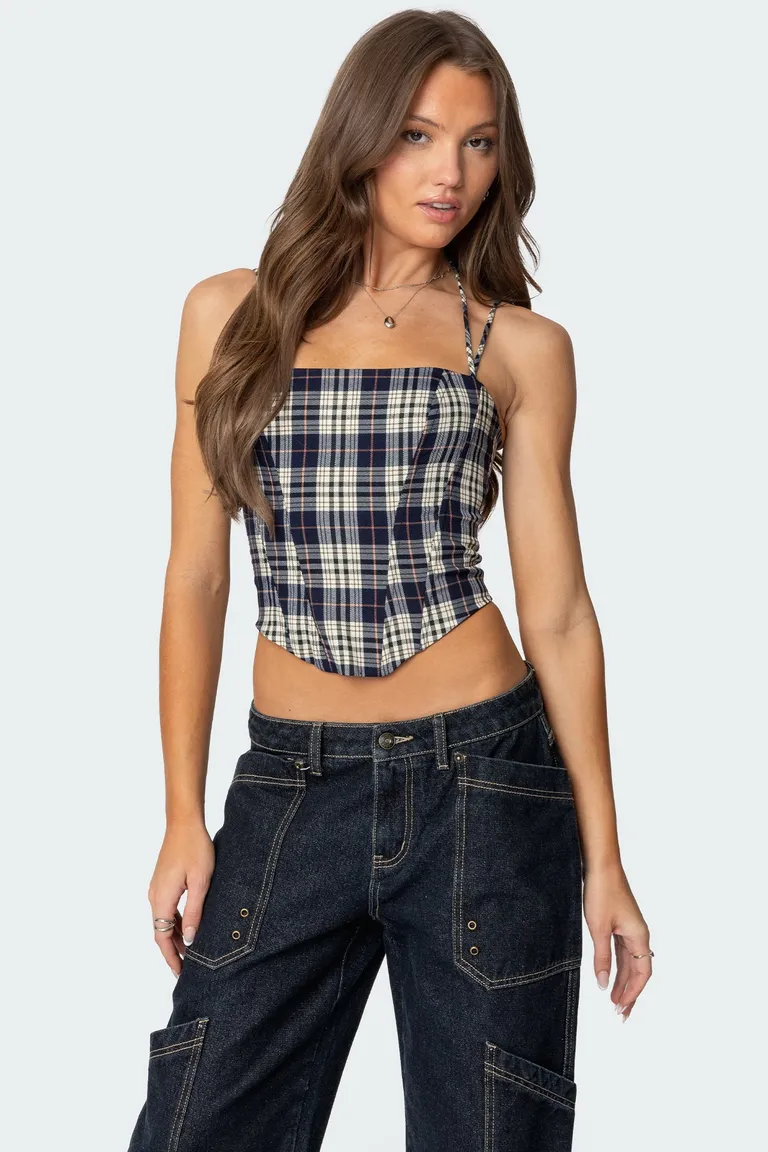 Corset escocés leon de Edikted en Tops para argentina