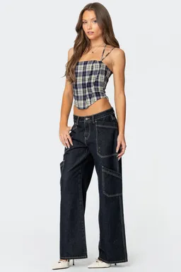 Corset escocés leon de Edikted en Tops para argentina