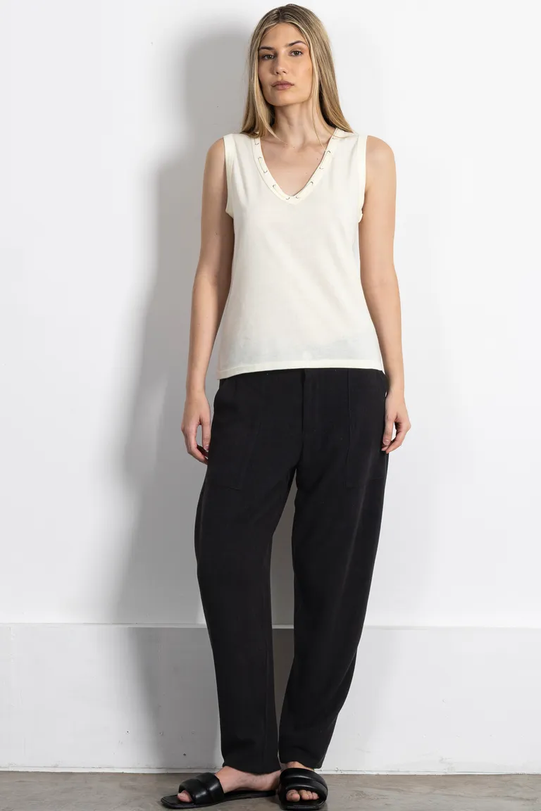 Pantalón recto de lino con bolsillos y cintura ajustable de Kill en Pantalones para argentina