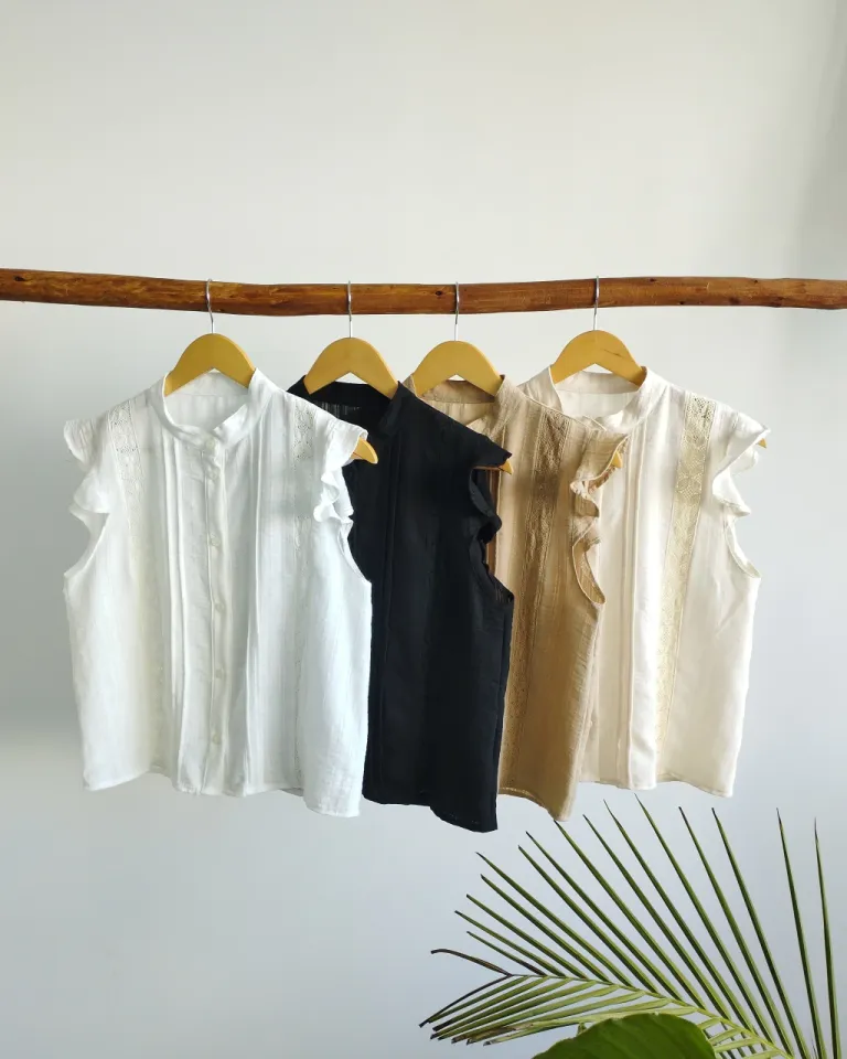 Camisa de lino con cuello mao y detalles delicados de Lemmon en Camisas para argentina