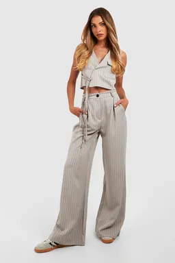 Pantalón sastre ancho a rayas de Boohoo en Pantalones para argentina