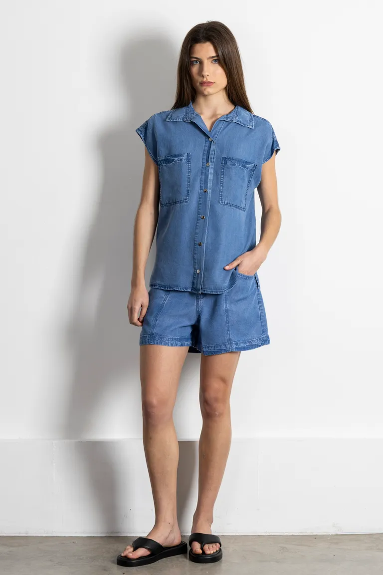 Camisa de tencel de manga corta con bolsillos frontales y cierre de broches de Kill en Camisas para argentina