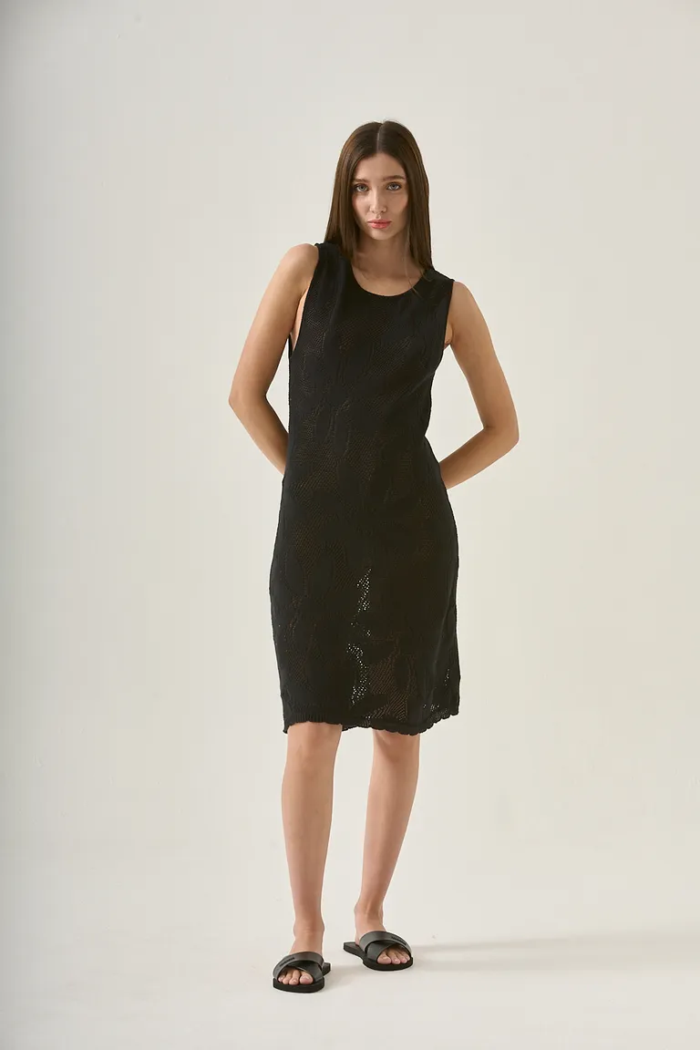 Vestido de algodón con diseño calado de flores, corte ceñido y escote redondo de Sweet en Vestidos para argentina